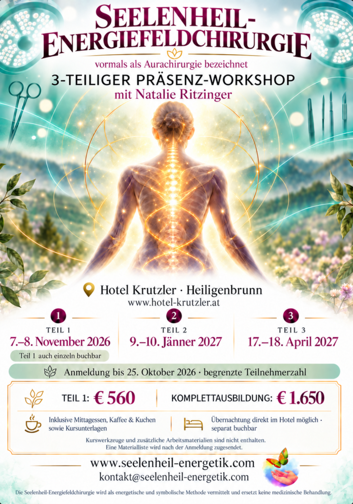 Seelenheil-Energiefeldchirurgie – 3-teiliger Präsenz-Workshop im Hotel Krutzler in Heiligenbrunn